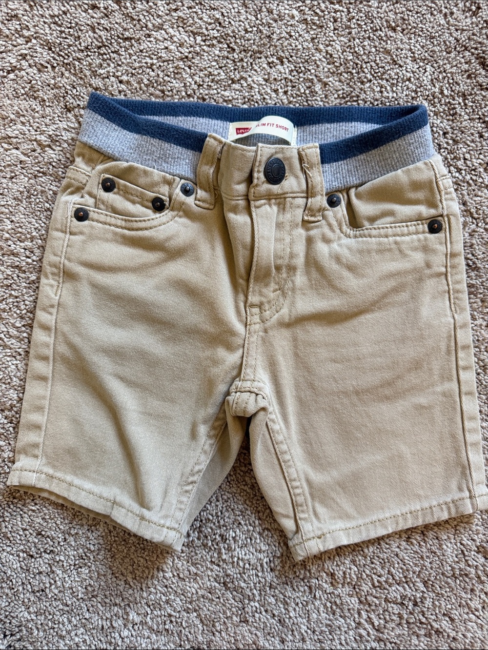 Levi's Kids Khaki Shorts with Navy-Trim Waistband